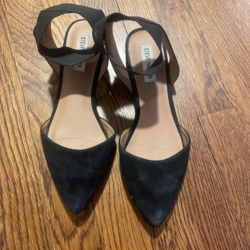 Steve Madden Open Back Black Flats